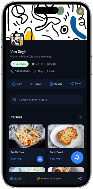 Tarapeza Menu Preview